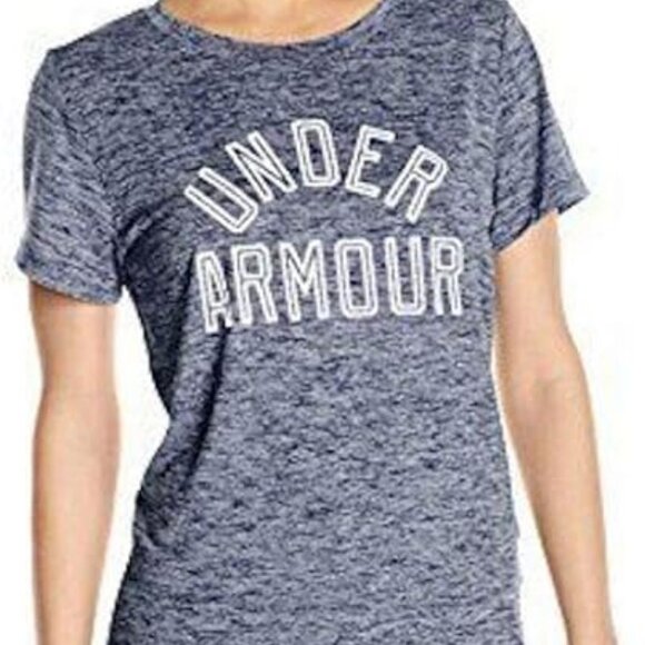Under Armour Womens Blue Short Sleeve Heat Gear Tech Twist Graphic T-Shirt Sz M - Picture 1 of 6